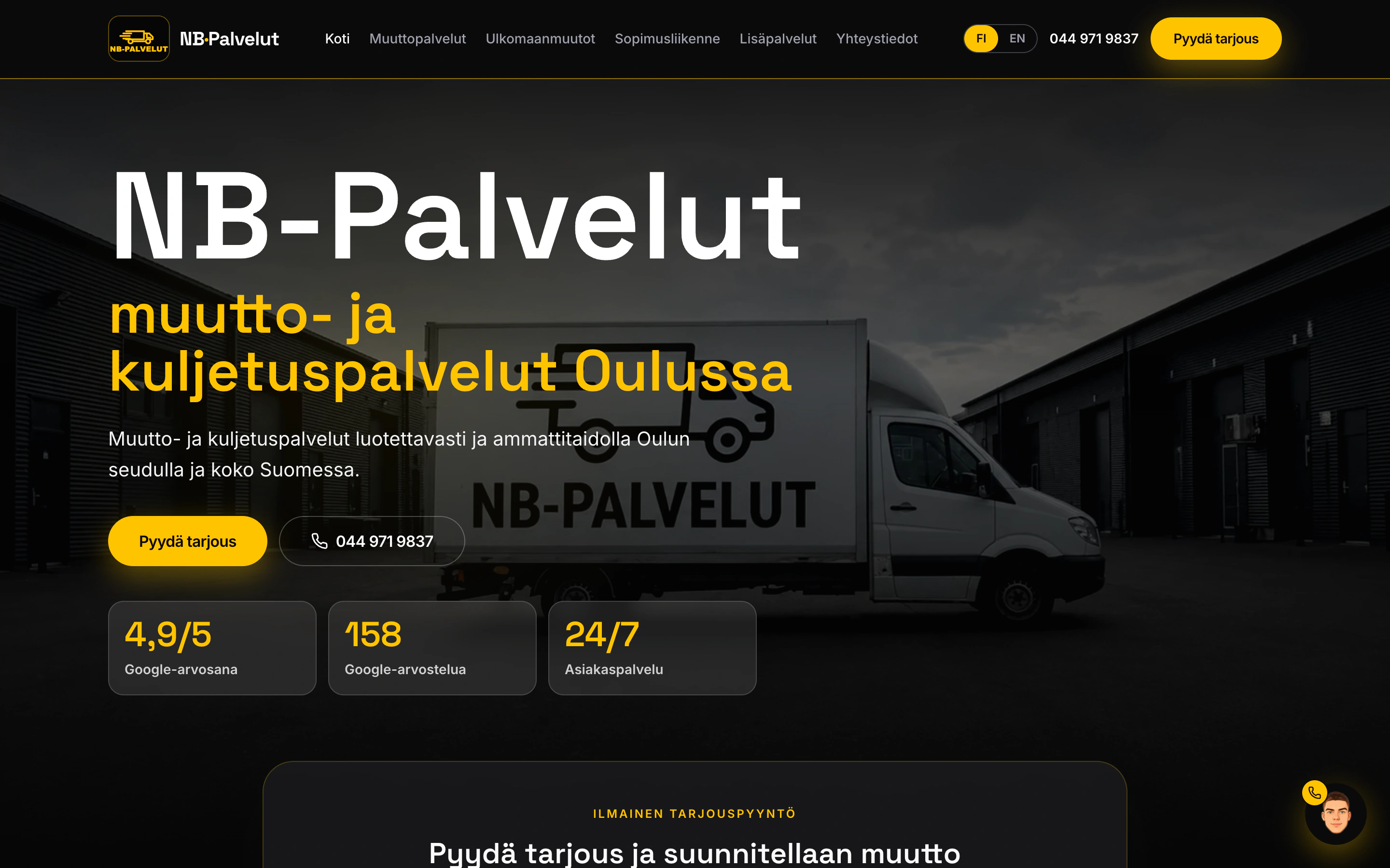 NB-Palvelut desktop homepage